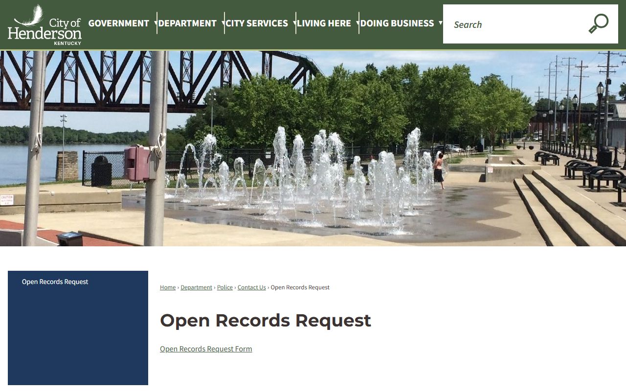 Henderson Police open records request page