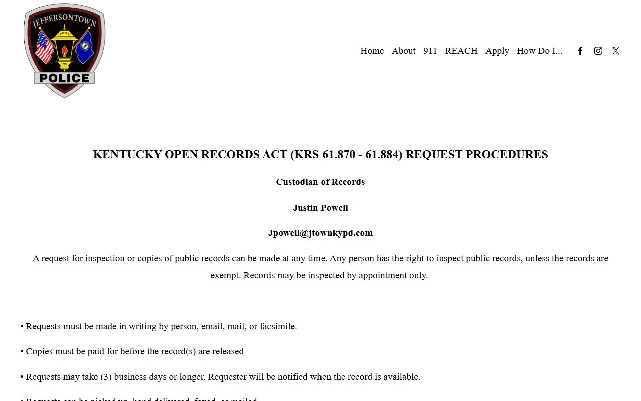 Jeffersontown open records request instructions