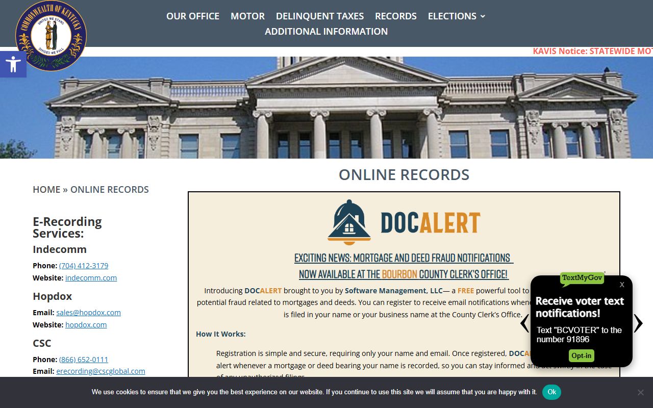 Bourbon County Kentucky online records portal