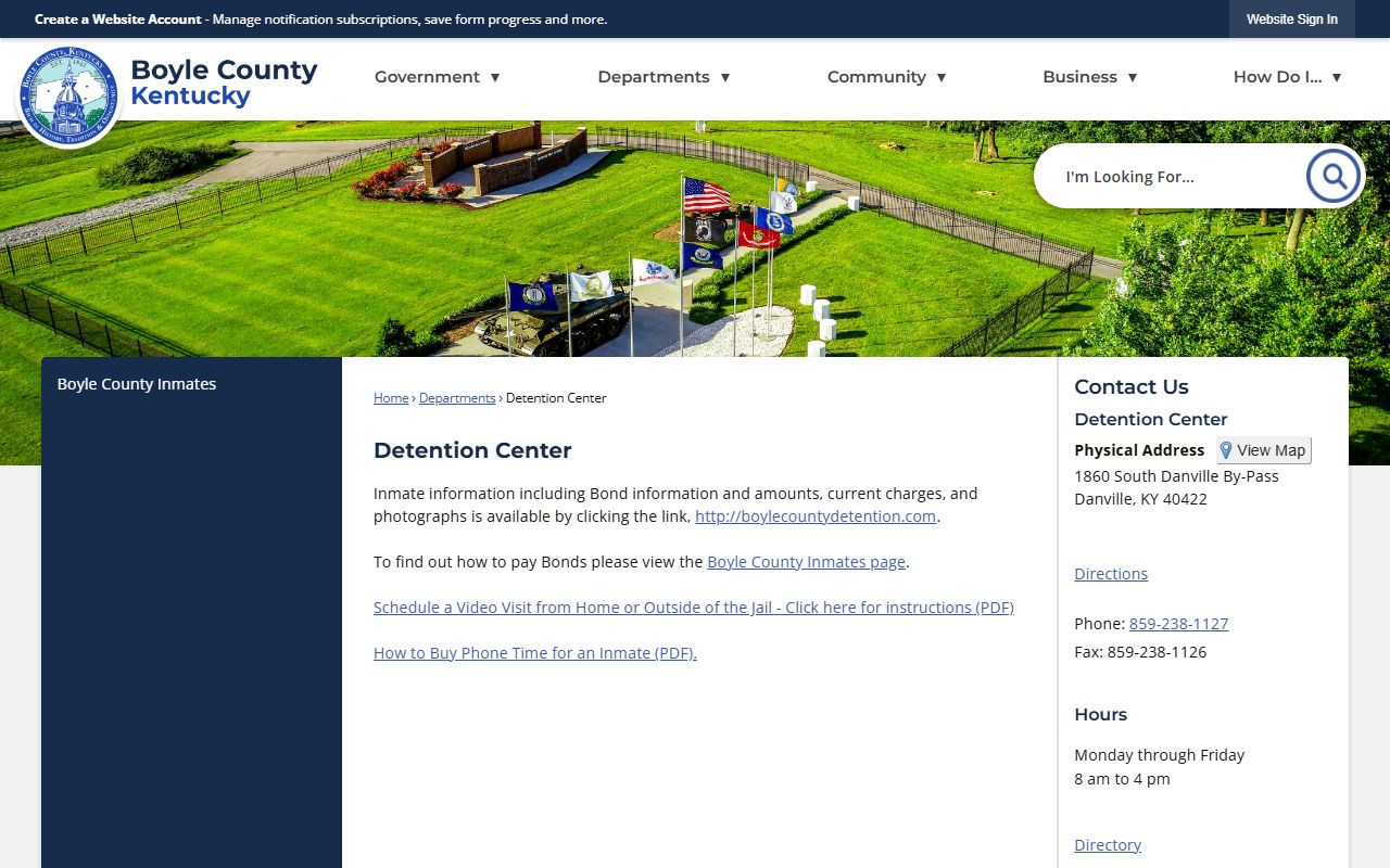 Boyle County Detention Center information page