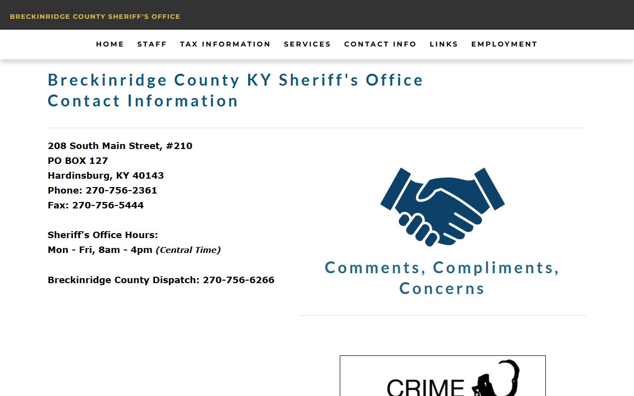 Breckinridge County Kentucky court location and contact page
