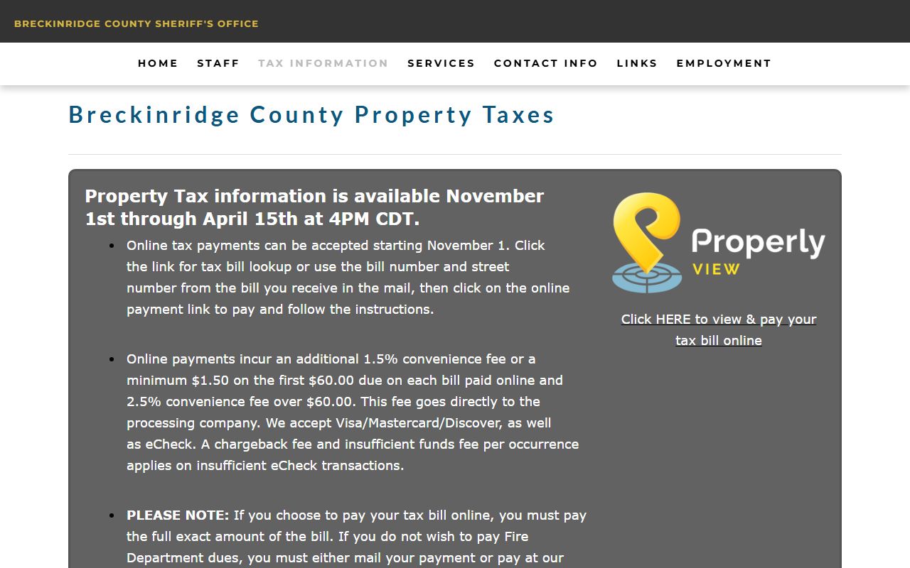 Breckinridge County Kentucky public information page