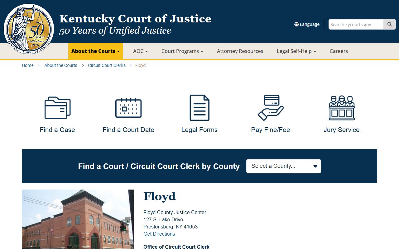 Floyd County Circuit Court Clerk office for criminal records access