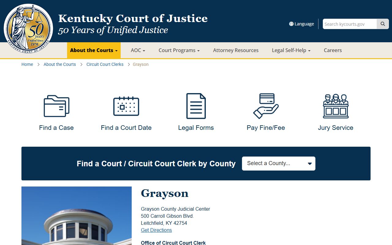 Grayson County court information page