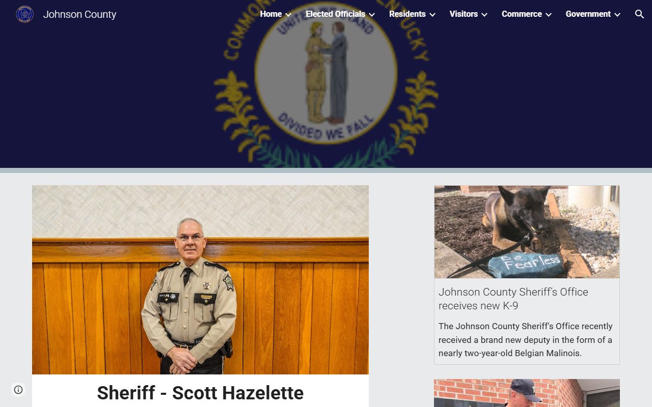 Johnson County Kentucky sheriff information page