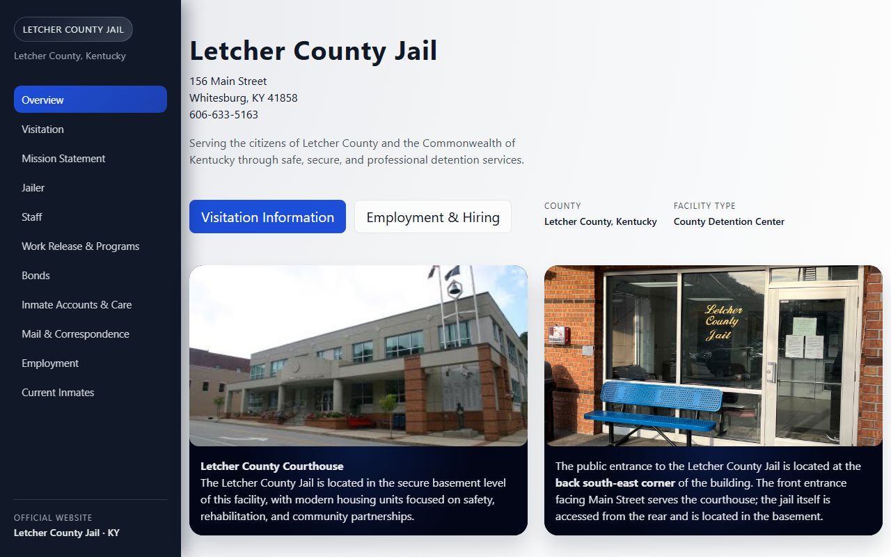Letcher County Kentucky jail website