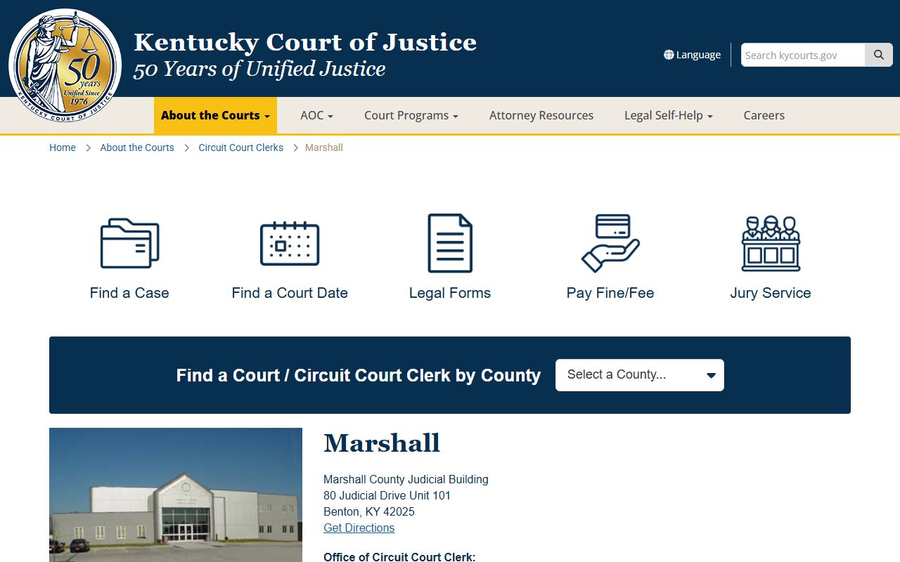Marshall County Circuit Court Clerk office for criminal records
