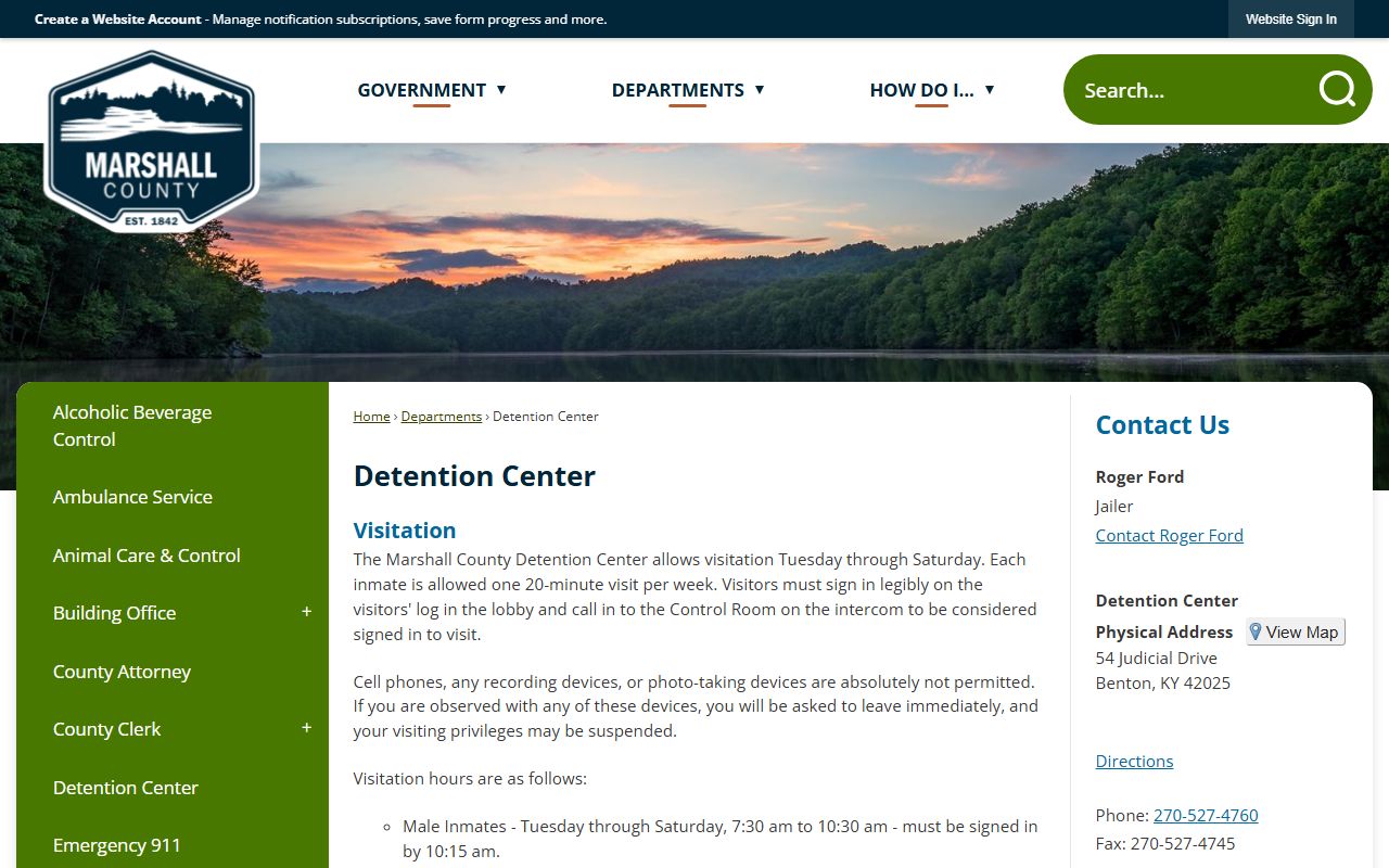 Marshall County Jail detention center in Benton Kentucky