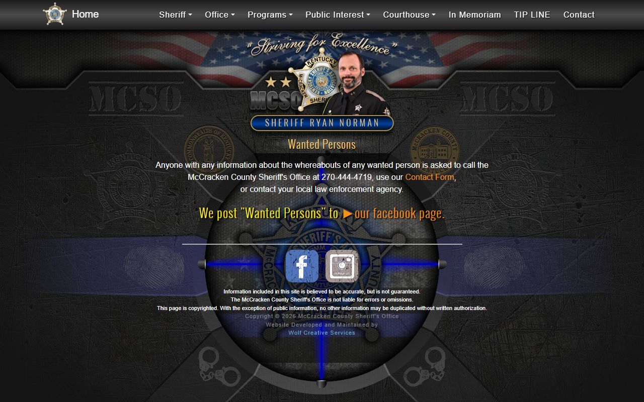 McCracken County wanted persons page