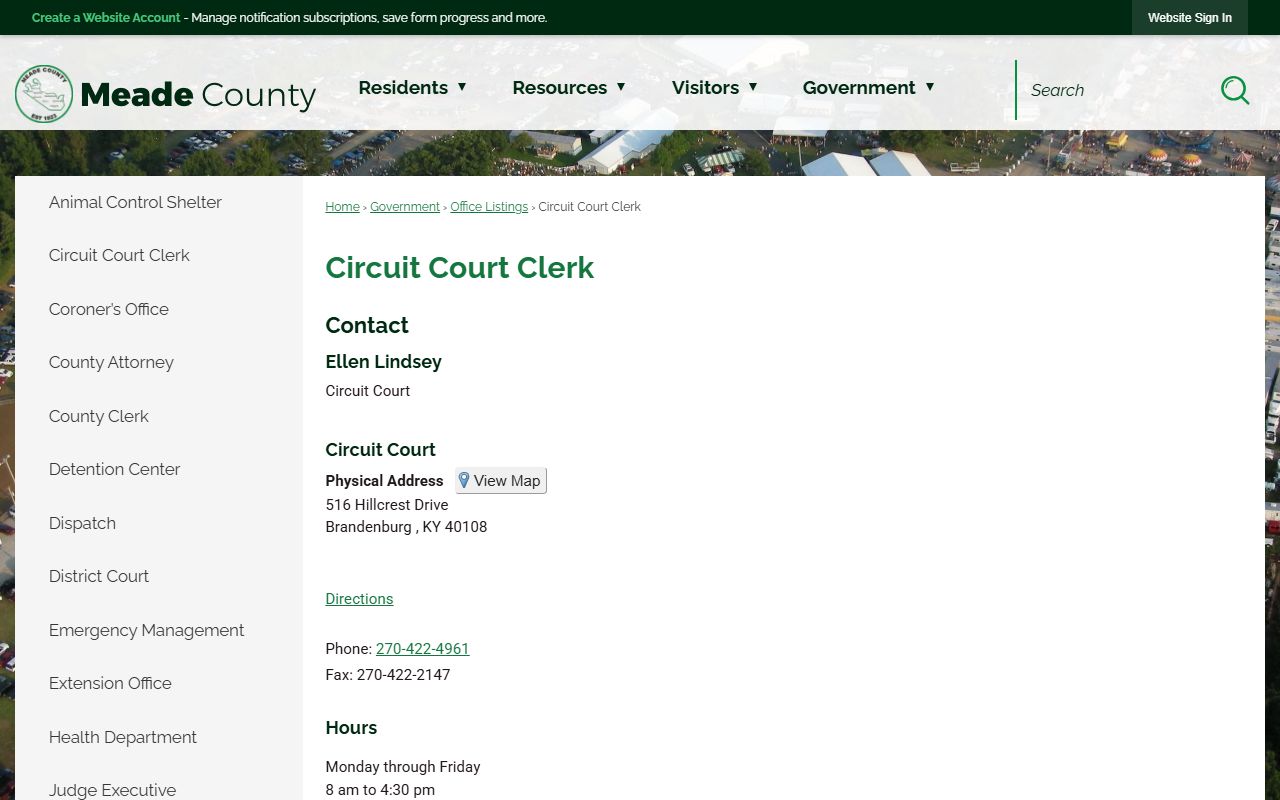 Meade County Circuit Court Clerk office for records access