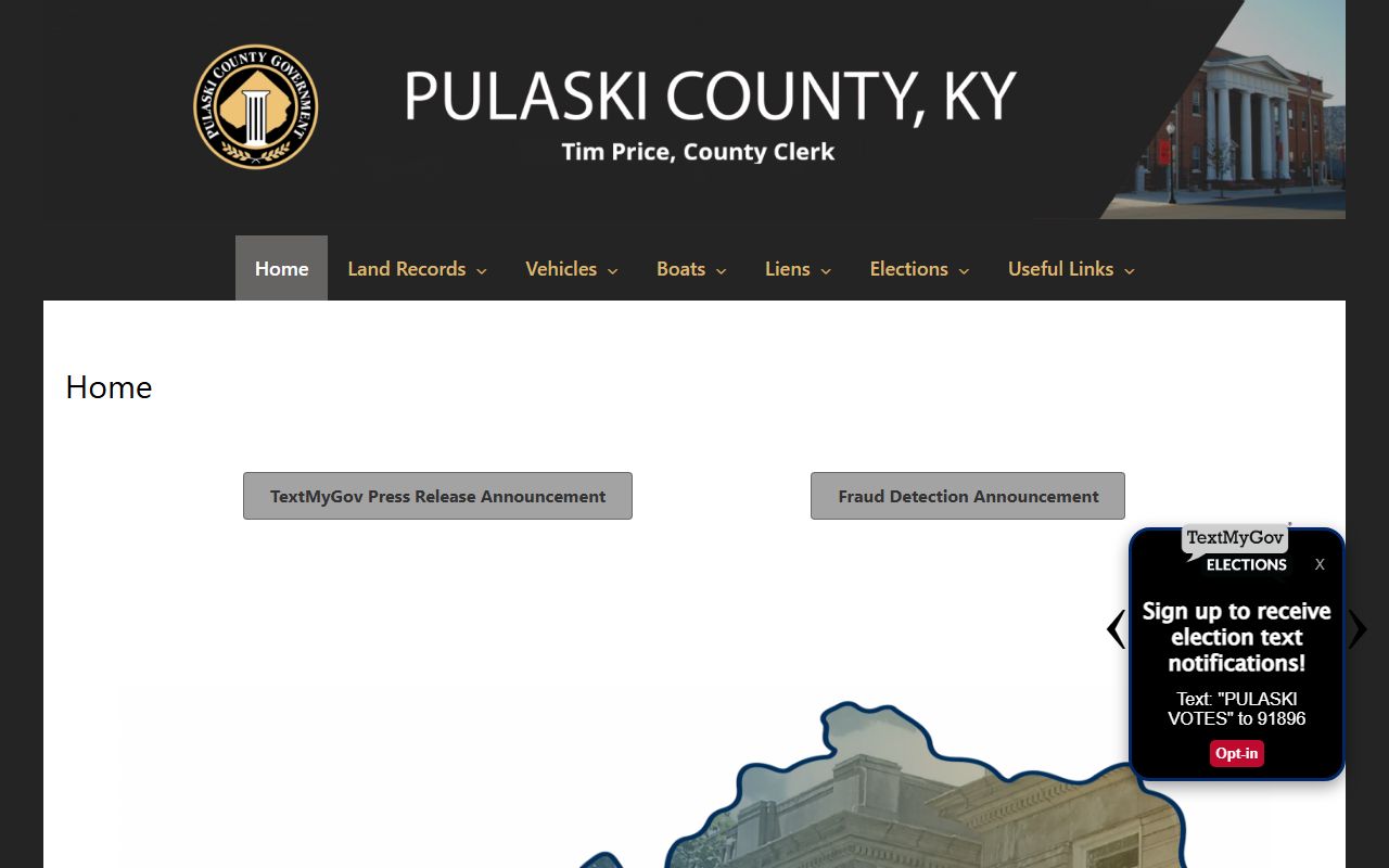 Pulaski County Clerk information page