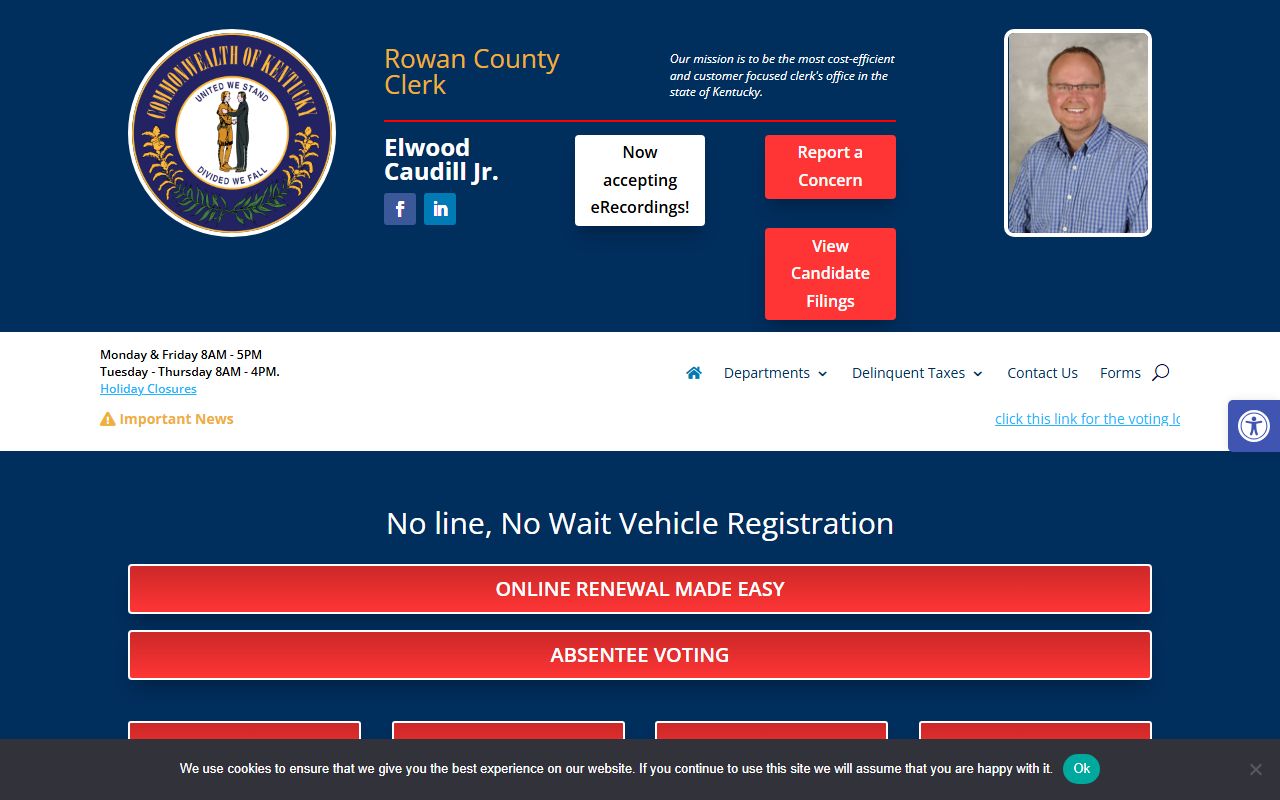 Rowan County Clerk page