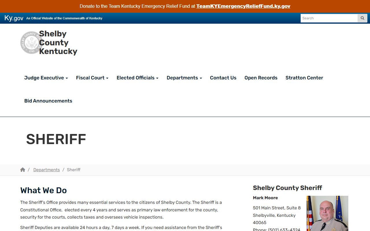 Shelby County Sheriff's Office information