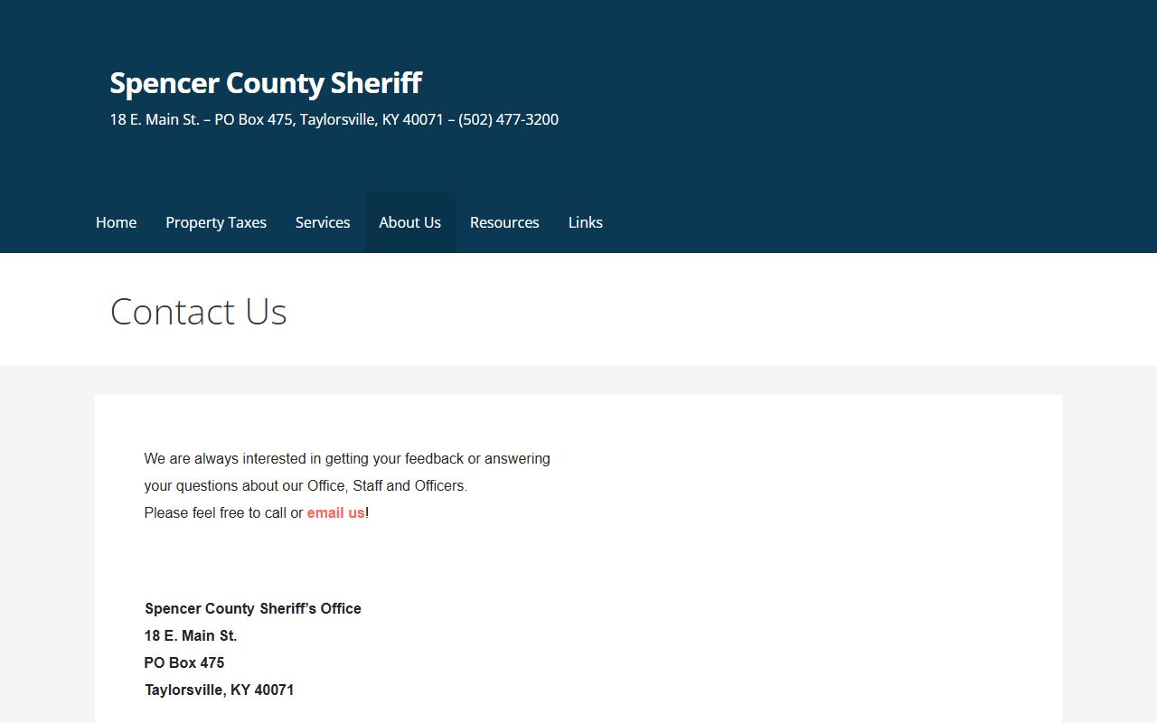 Spencer County Kentucky court contact page