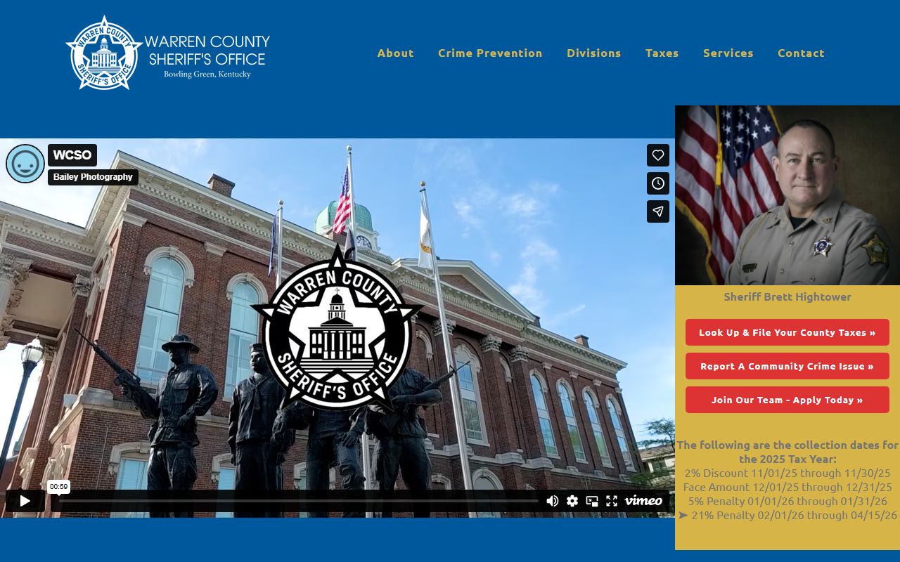 Warren County Sheriff's Office website homepage